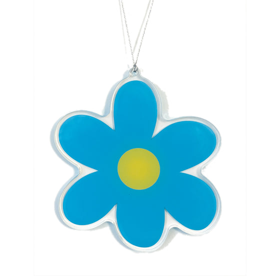 Retro Blue and Yellow flower Christmas Ornament