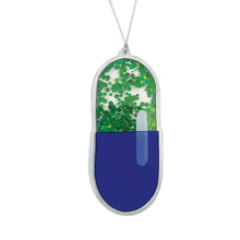  Blue and Green Sparkle Pill Ornament