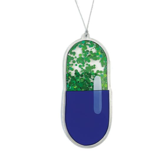 Blue and Green Sparkle Pill Ornament