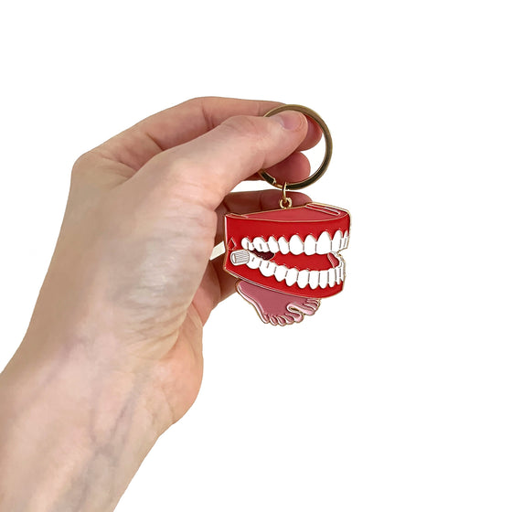 Chattering Teeth Toy Enamel Keychain