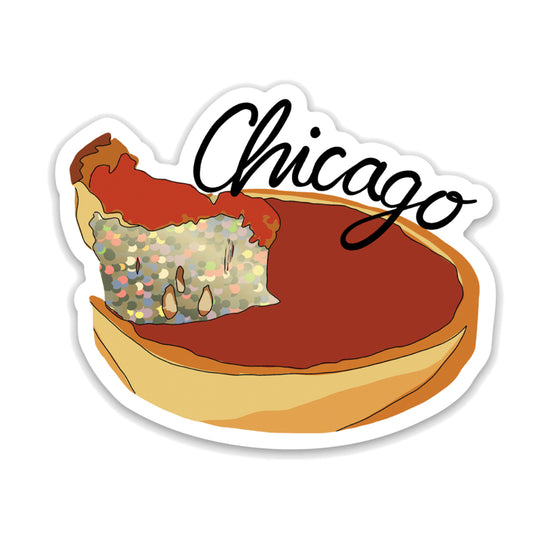 Chicago Deep Dish Pizza Sparkle Sticker