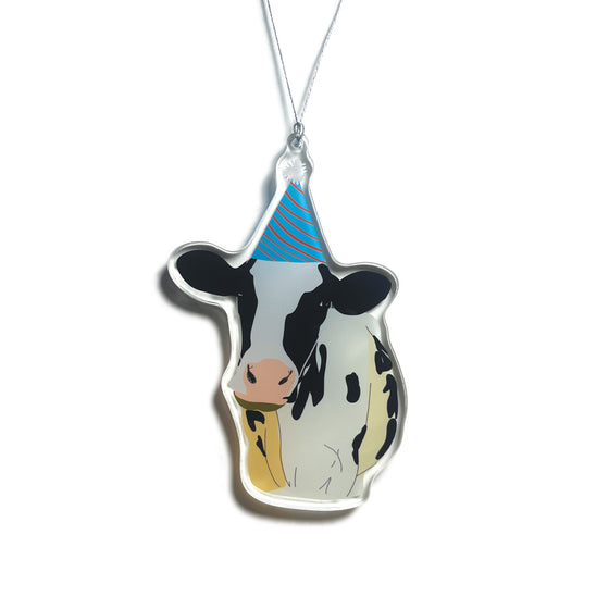 Party Cow Christmas Ornament