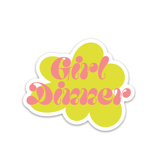 Girl Dinner Vintage Letters Flower Sticker