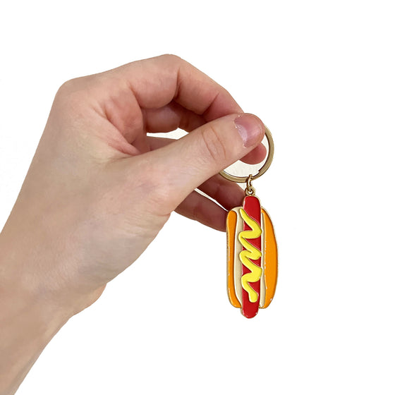 New York Hot Dog Enamel Keychain