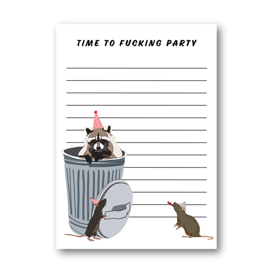 It's time to fucking party raccoon notepad
