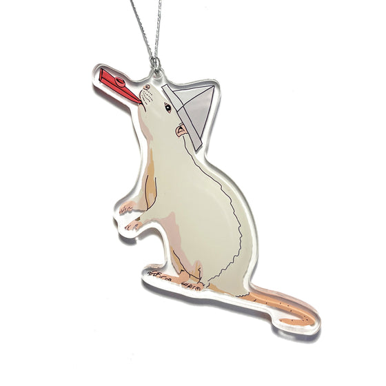 Party rat with a kazoo Christmas Ornament