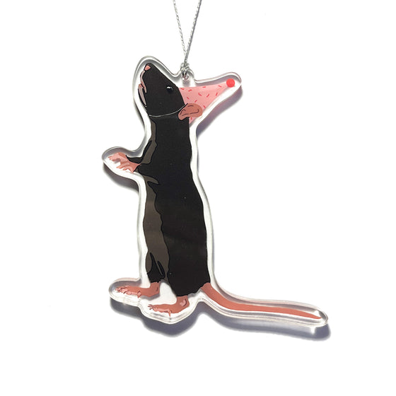 Rat in Party Hat Christmas Ornament