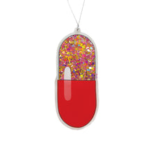  Pink and Red Sparkle Pill Ornament