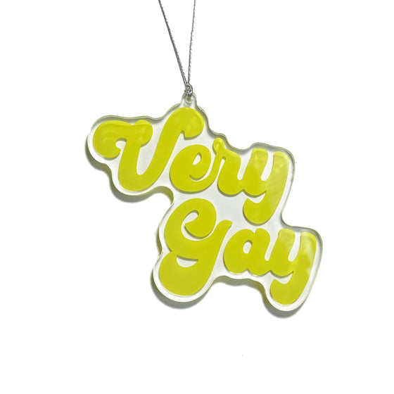 Retro "Very Gay" Hand Lettering Christmas Ornament