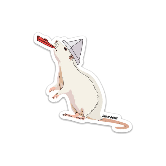 Kazoo Party Rat (White) Die Cut Fridge Magnet