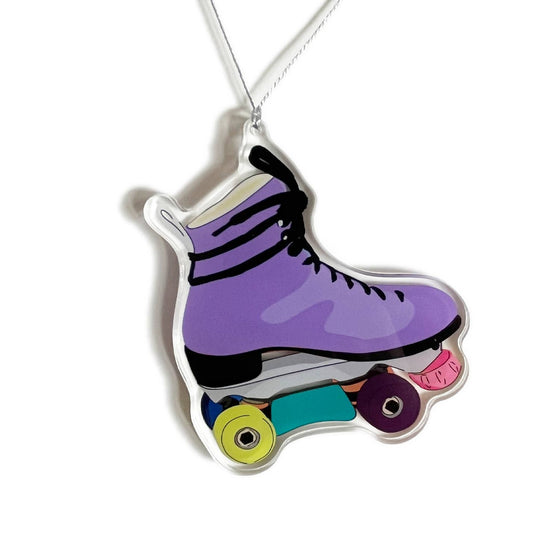 Retro Roller Skate Christmas Ornament - Purple